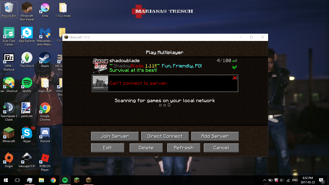 all minecraft servers except for 1 lose ip and server name when i ...