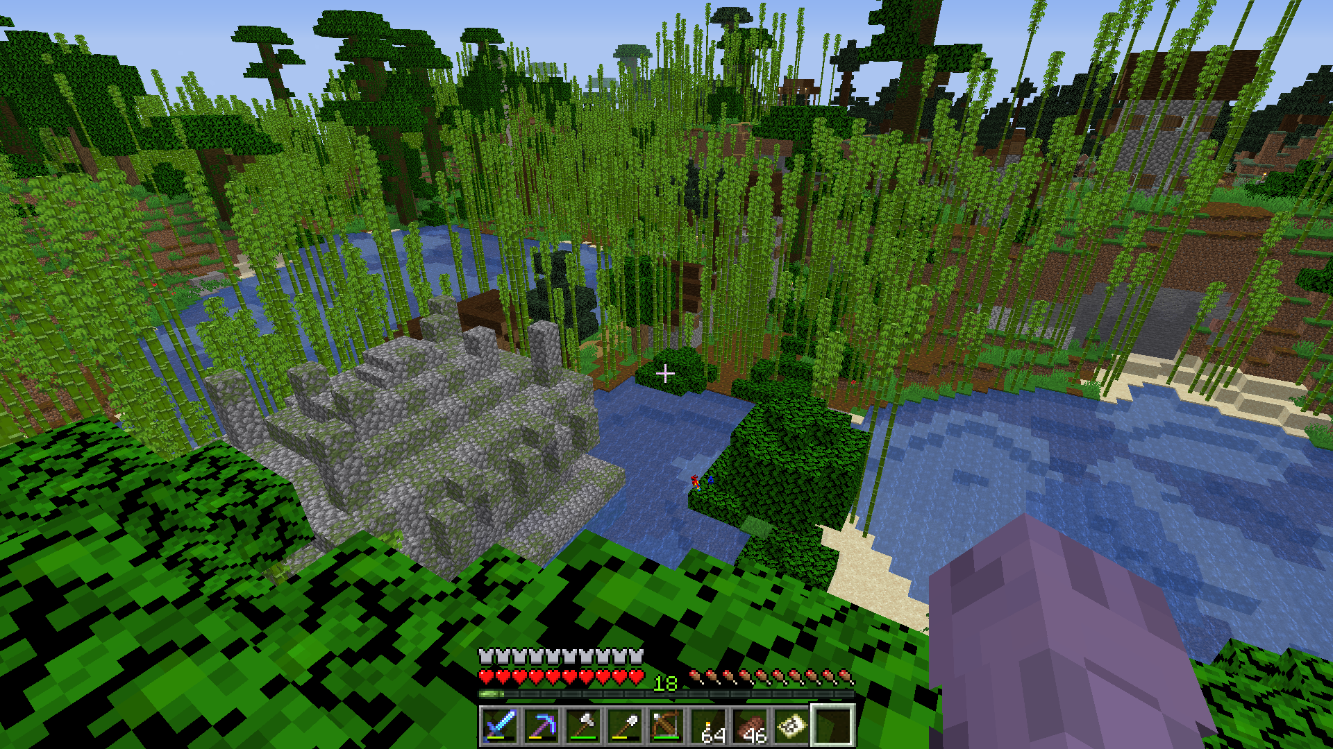 Found a village in a bamboo forest, and a jungle temple ...
