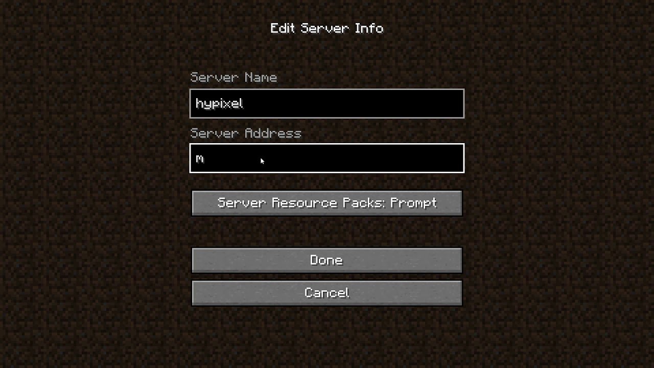 how to add hypixel minecraft server