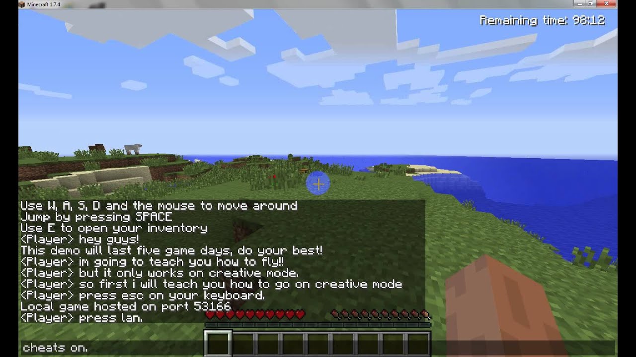 How to fly and be on creative mode minecraft demo