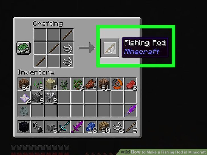 How to Make a Fishing Rod in Minecraft (with Pictures ...