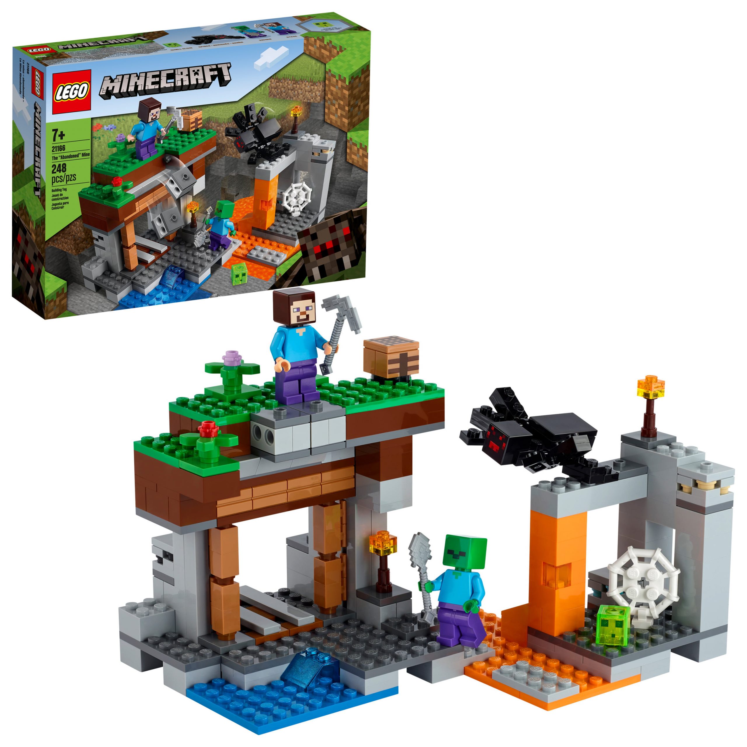LEGO Minecraft The Abandoned Mine 21166 Zombie Cave Playset with Action ...