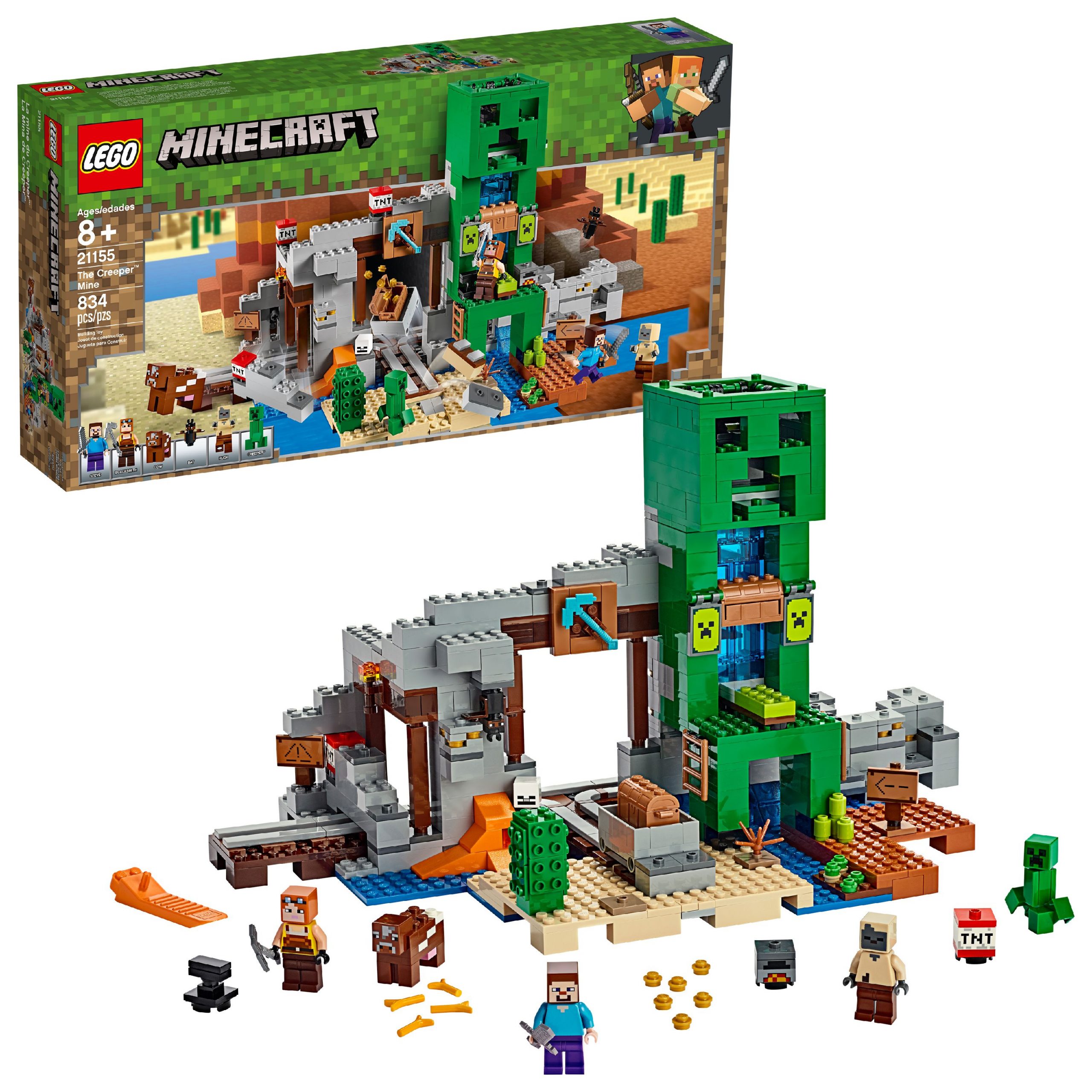 LEGO Minecraft The Creeper Mine 21155 Toy Rail Track Building Set (830 ...