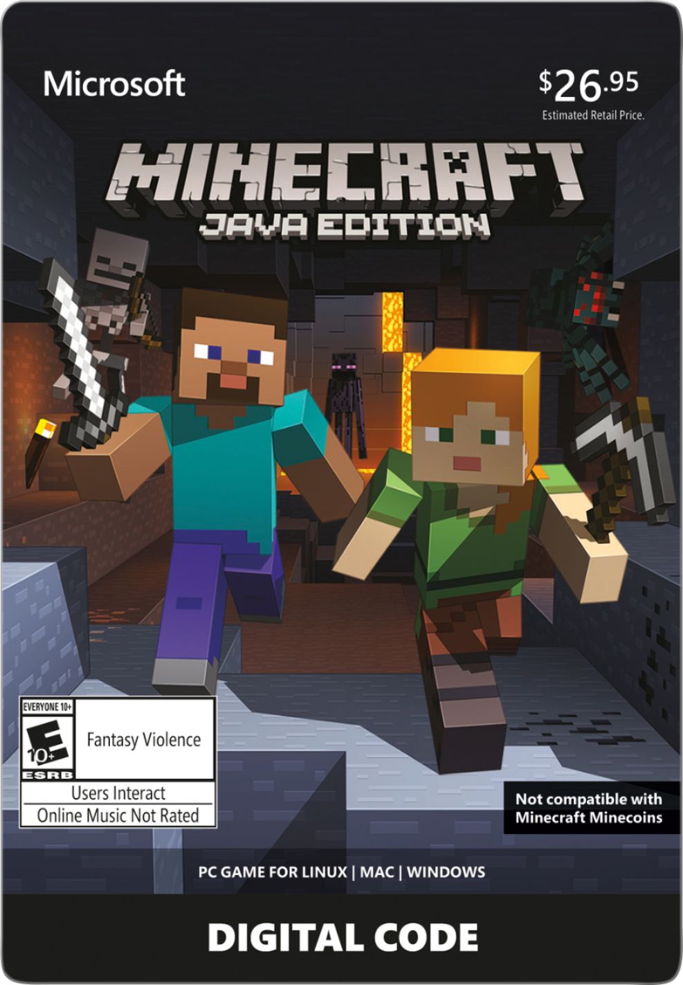 Microsoft Minecraft Java Edition Minecraft Java Edition $26.95 V20 ...