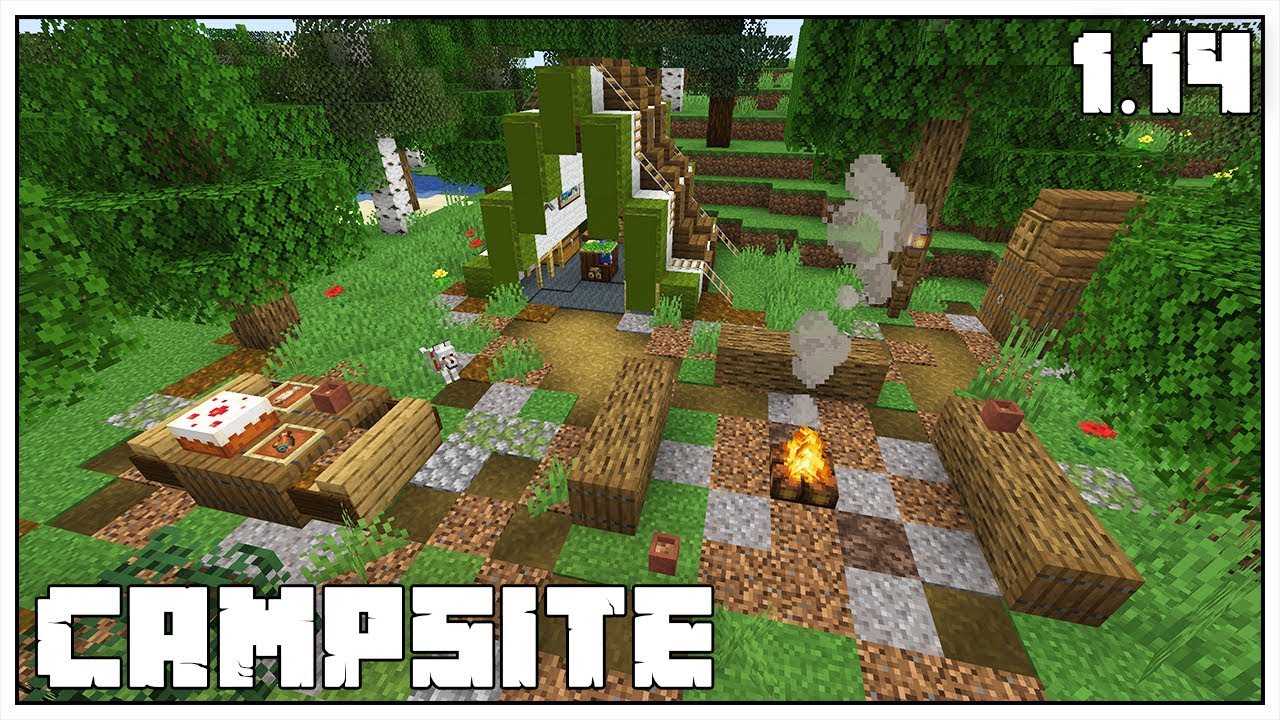 Minecraft 1.14 How to Build a Campsite!!! [New Campfire ...