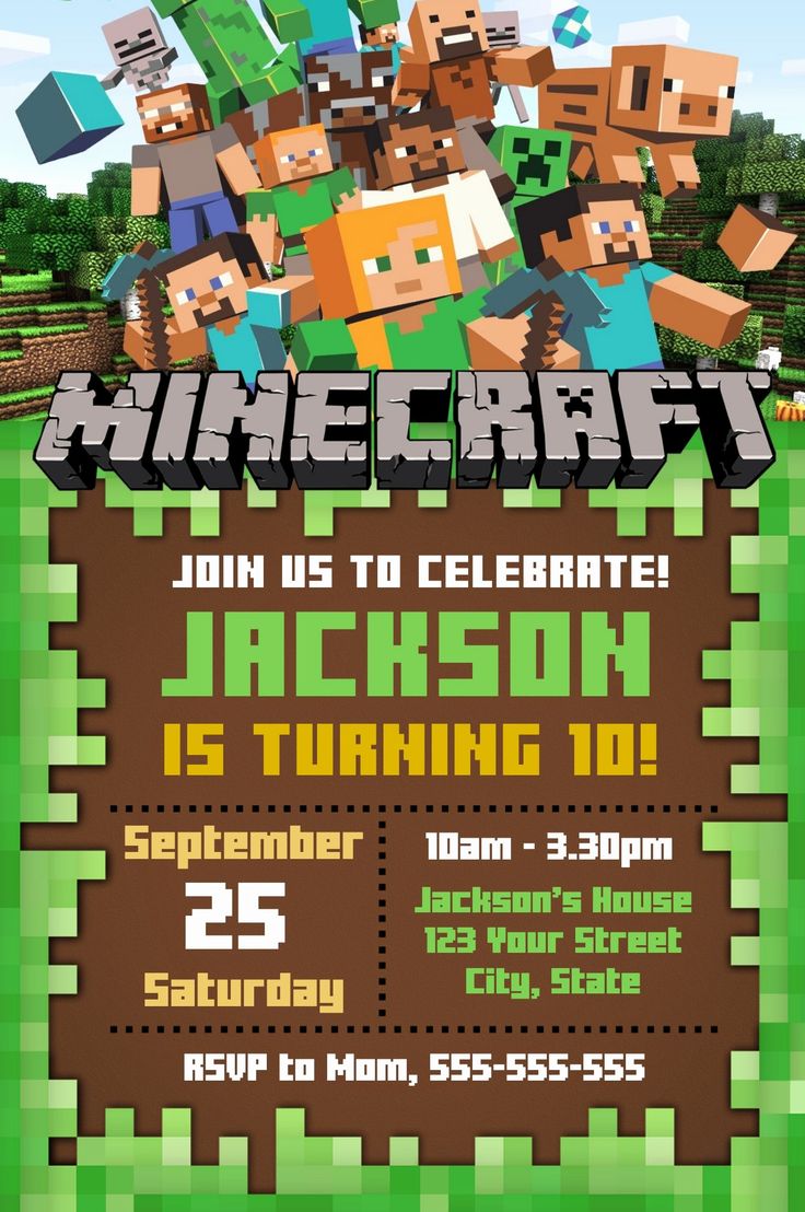 Minecraft Birthday Invitation Template Free Lovely Editable Minecraft ...
