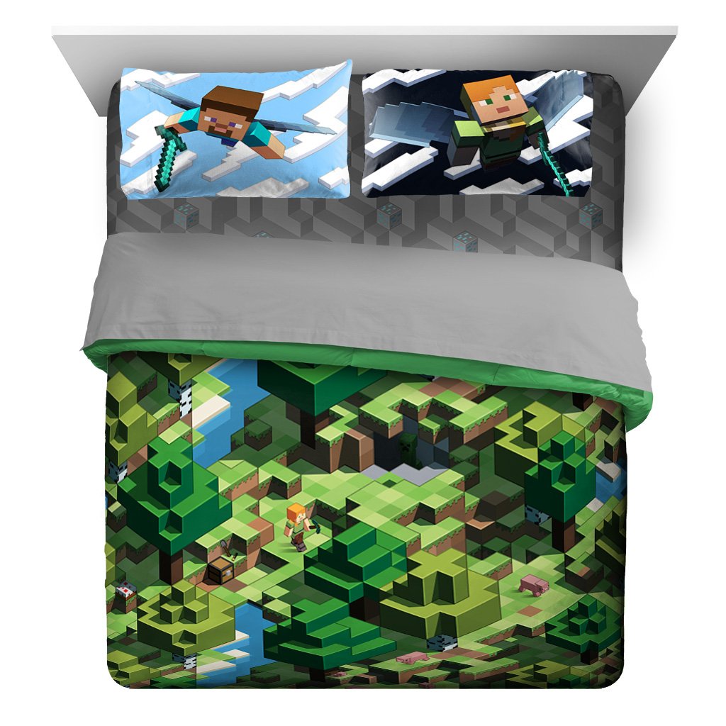 Minecraft Green Blocks 7pc Queen Kids Bed