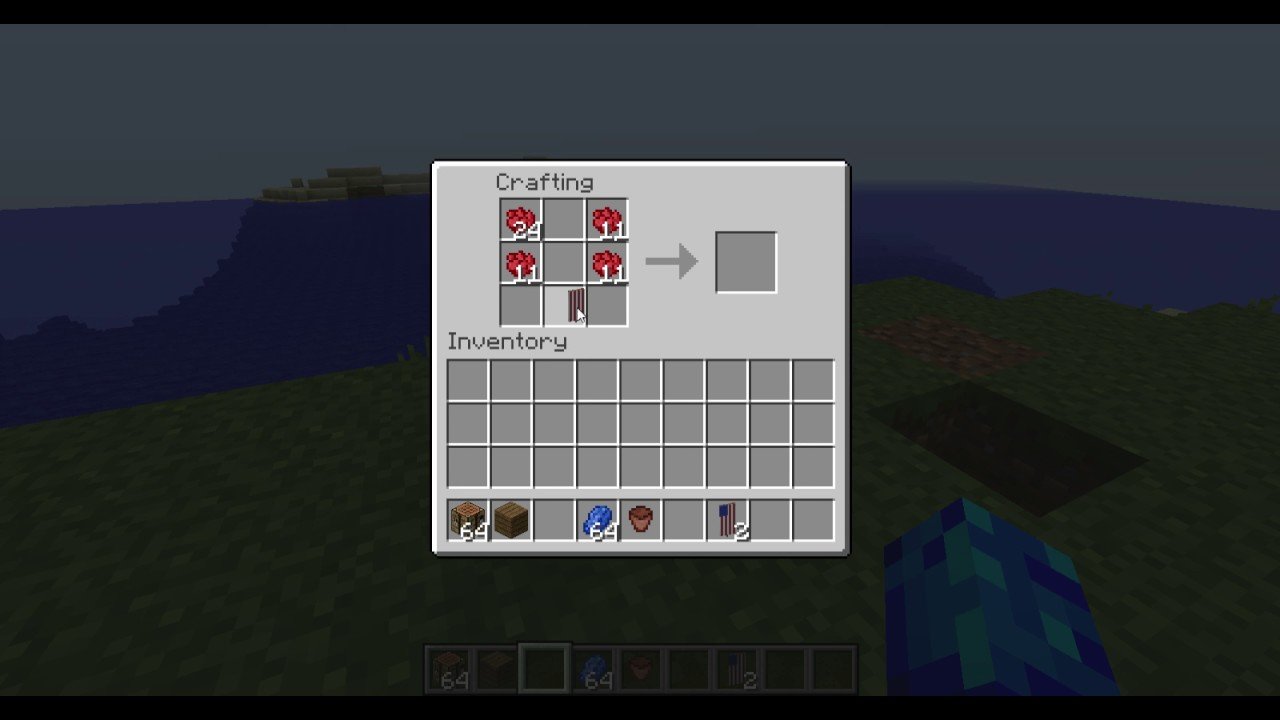 minecraft how to make an American flag banner