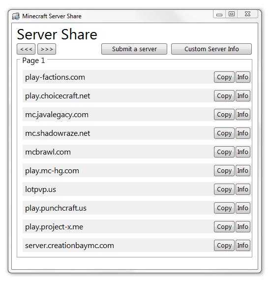 Minecraft Server Share (Advanced Server Information List) Minecraft Mod