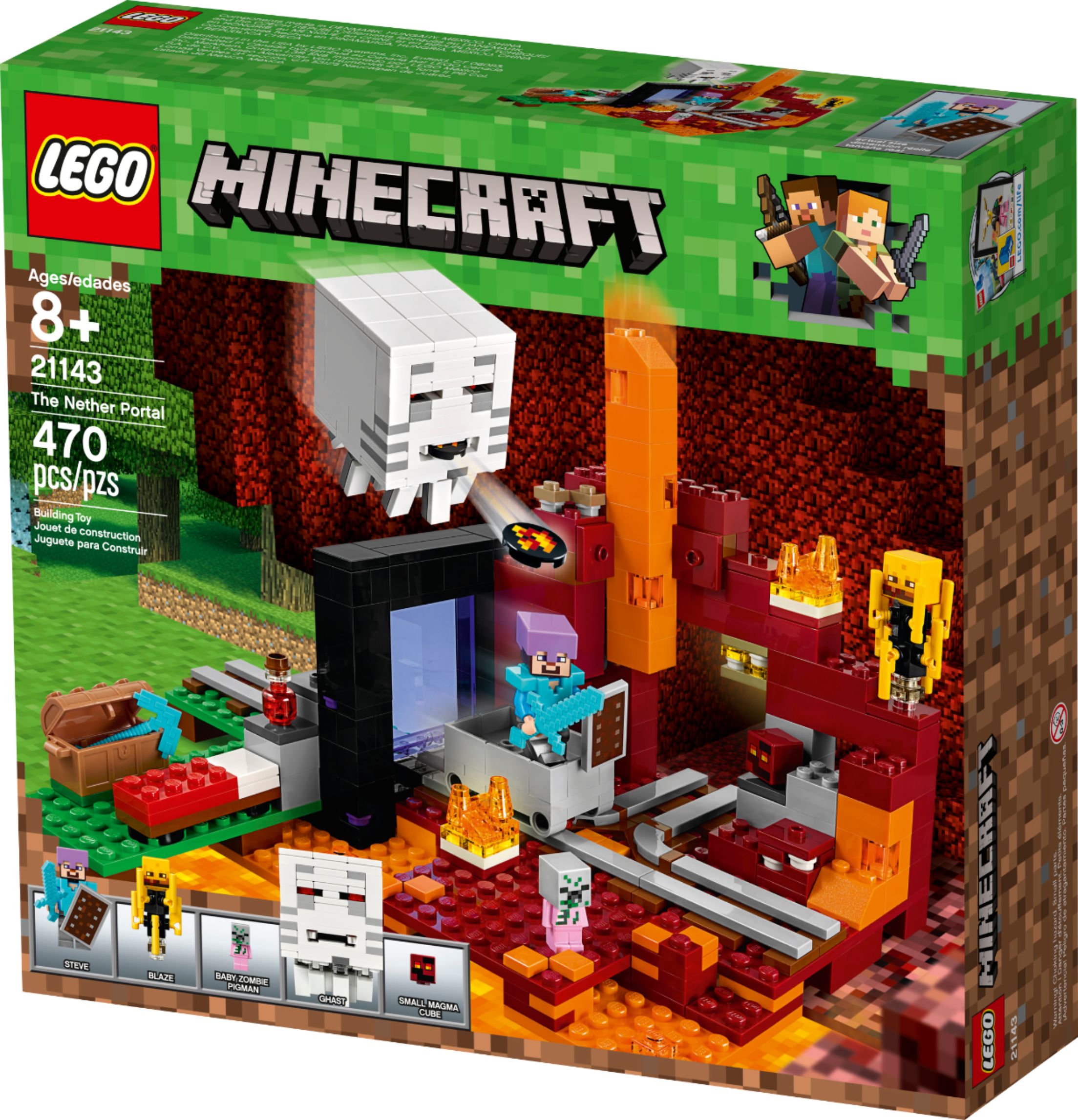 mjdotco.com LEGO Minecraft The Nether Portal 21143 Building Kit 470 ...