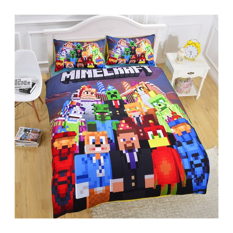 Queen 3pcs Minecraft Mining #118 Bedding Set Duvet Cover Queen Size