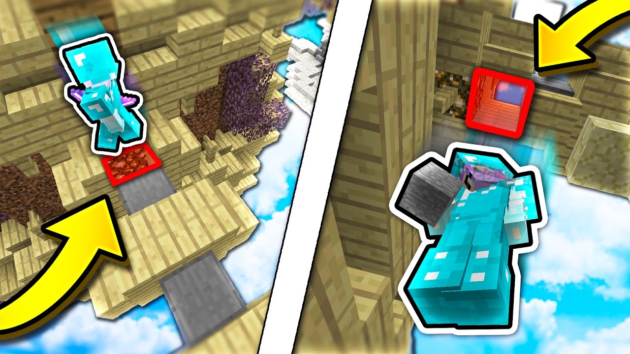 THIS FALL TRAP ONLY TAKES 2 BLOCKS! (Minecraft Skywars ...